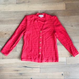 St. John Collection By Marie Gray| Dark Salmon Button Down Knitted Cardigan
